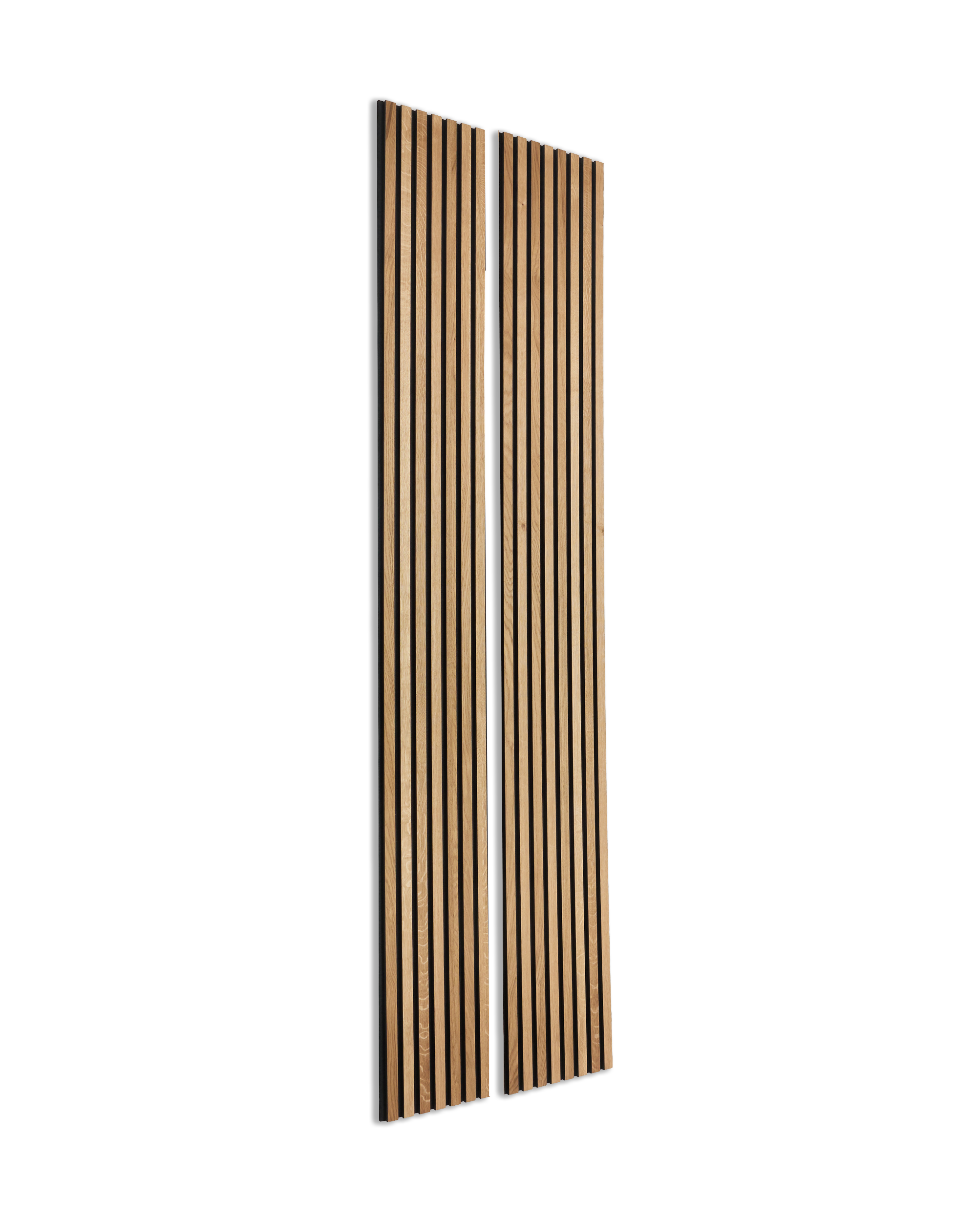 Akupanel | Acoustic Panel / Natural Wood, Rustic Brown Oak, Black Felt, 240 x 60 cm
